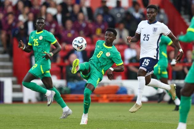 England v Senegal 10 June 2025, Nottingham - International Football Friendly - England v Senegal - Lamine Camara of Senegal - Photo: Charlotte Wilson Offside. Nottingham UK Copyright: xCharlottexWilsonx xOffsidexOffside