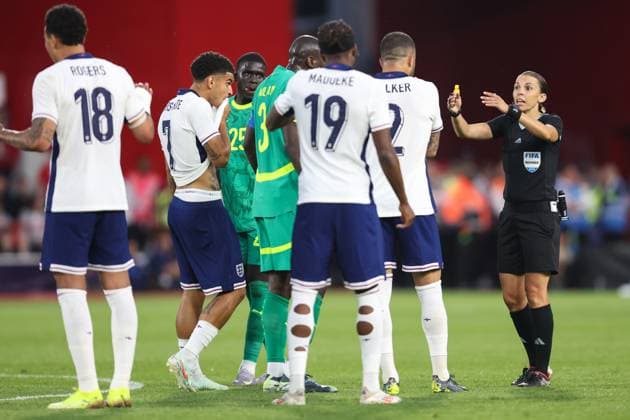 England v Senegal 10 June 2025, Nottingham - International Football Friendly - England v Senegal - match referee Stephanie Frappart - Photo: Charlotte Wilson Offside. Nottingham UK Copyright: xCharlottexWilsonx xOffsidexOffside