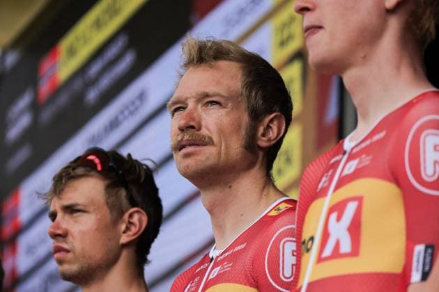 CICLISMO - Ciclismo Su Strada - Criterium du Dauphine 2025 - Stage 3 Magnus CORT, Uno-X Mobility, during the presentation team, during the Criterium du Dauphine 2025, Cycling event, Stage 3, Brioude > Charantonnay (207,2 Km) on 10 June 2025 in Charantonnay, France - during Criterium du Dauphine 2025 - Stage 3, Street Cycling race in France, France, June 10 2025 France France Copyright: xIPAxSport ABACAx