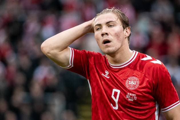 Denmark v Lithuania, football friendly, Odense, Denmark Odense, Denmark. 10th, June 2025. Rasmus Hojlund (9) of Denmark seen during the football friendly between Denmark and Lithuania at Odense Stadion in Odense. Denmark, Odense  Copyright: xGonzalesxPhoto KentxRasmussenx