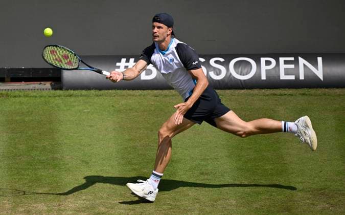 Sport Bilder des Tages Marton Fucsovics (HUN) Aktion Tennis Herren BOSS Open ATP, Tennis Herren 250 Stuttgart 2025 Weissenhof BOSS Open ATP 250 Stuttgart 2025