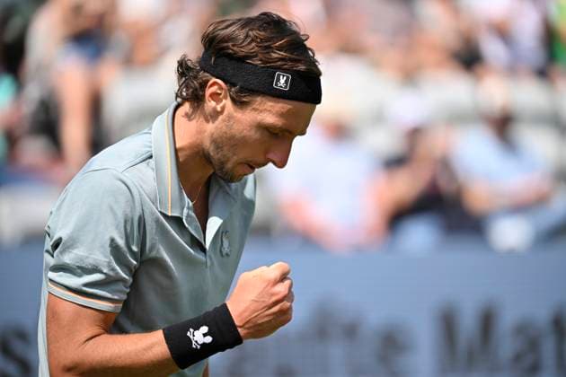 Arthur Rinderknech (FRA) Jubel, Freude, Emotion, emotional, jubelt, Glueck, gluecklich, Tennis Herren BOSS Open ATP, Tennis Herren 250 Stuttgart 2025 Weissenhof BOSS Open ATP 250 Stuttgart 2025