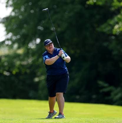 REPRO FREE *PRESS RELEASE NO REPRODUCTION FEE* EDITORIAL USE ONLY Golf Ireland ISPS Handa Irish G4D Open, Roganstown, Dublin 11 6 2025 Fiona Gray takes her second shot on the 3rd hole Fiona Gray 11 6 2025  Copyright: x INPHO JamesxCrombiex JCR13035