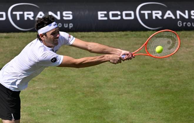Sport Bilder des Tages Taylor Fritz (USA) Aktion Tennis Herren BOSS Open ATP, Tennis Herren 250 Stuttgart 2025 Weissenhof BOSS Open ATP 250 Stuttgart 2025