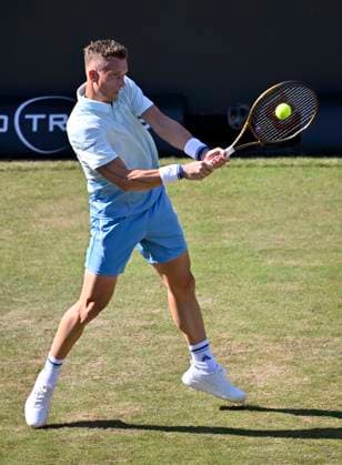 Jiri Lehecka (CZE) Aktion Tennis Herren BOSS Open ATP, Tennis Herren 250 Stuttgart 2025 Weissenhof BOSS Open ATP 250 Stuttgart 2025