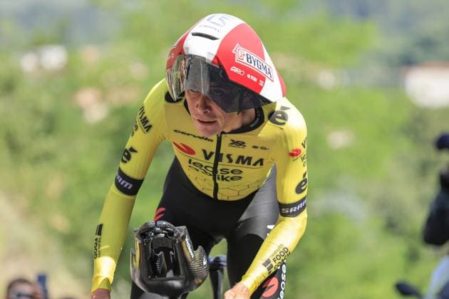 VINGEGAARD Jonas,Team Visma Lease a Bike, during the Criterium du Dauphine 2025, Cycling event, Stage 4, Individual Time Trial, Charmes-sur-Rhone > Saint-Peray (17,4 Km) on 11 June 2025 in Saint-Peray, France - during Criterium du Dauphine 2025 - Stage 4, Street Cycling race in France, France, June 11 2025 Copyright: xStefanoxCavasino IPAxSportx xipa-agency.netx xx IPA_58923716 IPA_Agency_IPA58923716