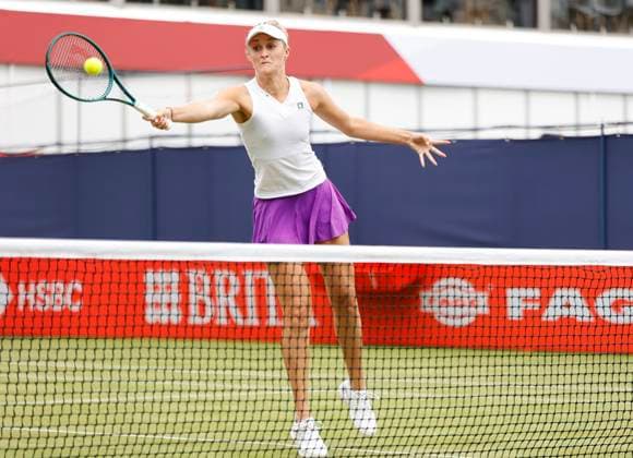 11th June 2025; HSBC Championships, Queen s Club, West Kensington, London, England: HSBC Womens Championships queens Club, Day 3; Erin Routliffe (AUS) plays a forehand shot at the net against Katie Boulter (GBR)  ActionPlus12800290 HongboxChen