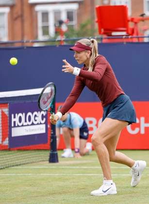 11th June 2025; HSBC Championships, Queen s Club, West Kensington, London, England: HSBC Womens Championships queens Club, Day 3; Katie Boulter (GBR) plays a backhand shot at the net against Lyudmyla Kichenok (UKR)  ActionPlus12800293 HongboxChen