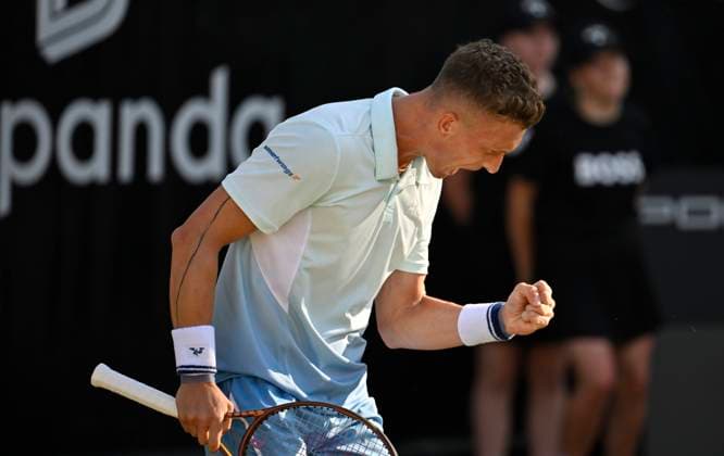 Jiri Lehecka (CZE) Jubel, Freude, Emotion, emotional, jubelt, Glueck, gluecklich, Tennis Herren BOSS Open ATP, Tennis Herren 250 Stuttgart 2025 Weissenhof BOSS Open ATP 250 Stuttgart 2025