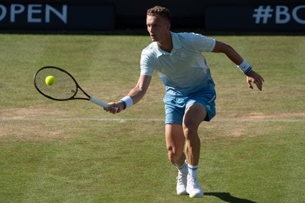 Jiri Lehecja Aktion, Vorhand, Jan-Lennard Struff vs. Jiri Lehecja, Tennis, ATP, Tennis Herren Turnier, Boss-Open, Center-Court, Achtelfinale, 11.06.2025, Jan-Lennard Struff vs. Jiri Lehecja, Tennis, ATP-Turnier, Boss-Open, Center-Court, Achtelfinale, 11.06.2025, Stuttgart Copyright: xEibner-Pressefoto EdwardxCheungx EP_ECG