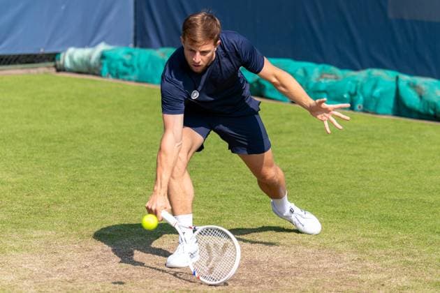 2025-06-11 2025 Libema Open Grass Court Championships ROSMALEN, NETHERLANDS - JUNE 11: Tallon Griekspoor of the Netherlands in action during Day Three of 2025 Libema Open Grass Court Championships at Autotron on June 11, 2025 in Rosmalen, Netherlands. (Photo by Joris Verwijst BSR Agency) Rosmalen Netherlands Content not available for redistribution in The Netherlands directly or indirectly through any third parties. Copyright: xBSRxAgencyx