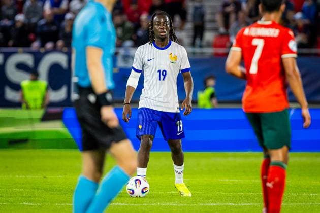 PORTUGAL U21, U 21 - FRANCE U21 Ismael Doukoure of France during the UEFA European Under-21 Championship 2025 football match between Portugal U21 and France U21. Stadium Na Sihoti, Trencin, Slovakia, June 11, 2025. Photo by Branislav Racko Copyright: xx 080A3990