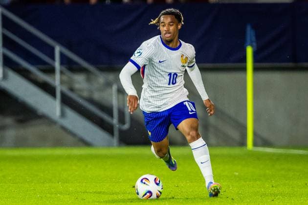 PORTUGAL U21, U 21 - FRANCE U21 Wilson Odobert of France during the UEFA European Under-21 Championship 2025 football match between Portugal U21 and France U21. Stadium Na Sihoti, Trencin, Slovakia, June 11, 2025. Photo by Branislav Racko Copyright: xx 080A4111