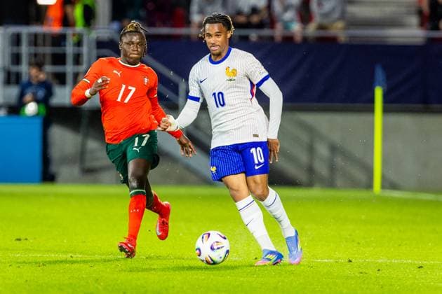 PORTUGAL U21, U 21 - FRANCE U21 Geovany Quenda of Portugal and Wilson Odobert of France during the UEFA European Under-21 Championship 2025 football match between Portugal U21 and France U21. Stadium Na Sihoti, Trencin, Slovakia, June 11, 2025. Photo by Branislav Racko Copyright: xx 080A4142