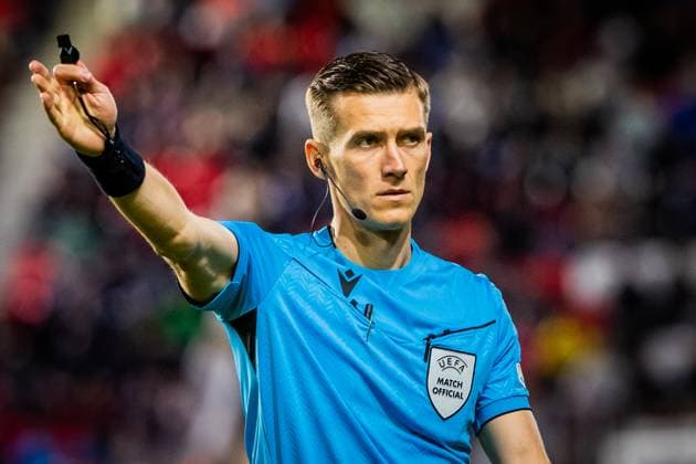 PORTUGAL U21, U 21 - FRANCE U21 Referee Manfredas Lukjancukas during the UEFA European Under-21 Championship 2025 football match between Portugal U21 and France U21. Stadium Na Sihoti, Trencin, Slovakia, June 11, 2025. Photo by Branislav Racko Copyright: xx 080A4719