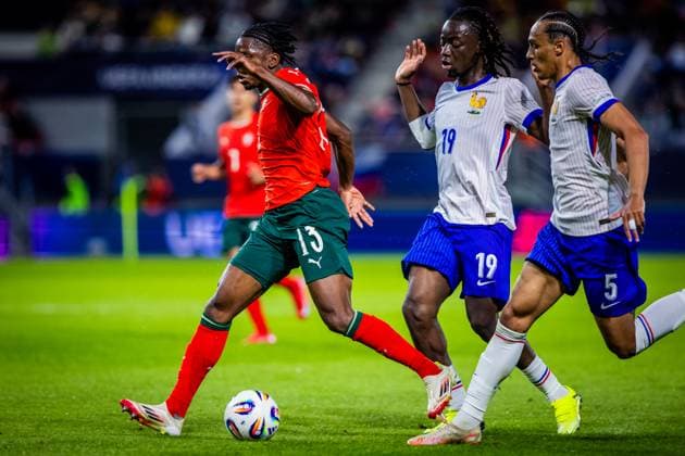 PORTUGAL U21, U 21 - FRANCE U21 Flavio Nazinho of Portugal during the UEFA European Under-21 Championship 2025 football match between Portugal U21 and France U21. Stadium Na Sihoti, Trencin, Slovakia, June 11, 2025. Photo by Branislav Racko Copyright: xx 080A5045