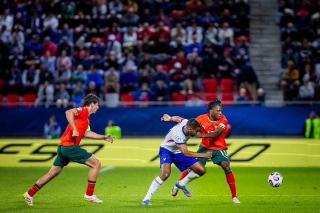 PORTUGAL U21, U 21 - FRANCE U21 Flavio Nazinho of Portugal during the UEFA European Under-21 Championship 2025 football match between Portugal U21 and France U21. Stadium Na Sihoti, Trencin, Slovakia, June 11, 2025. Photo by Branislav Racko Copyright: xx 080A5303