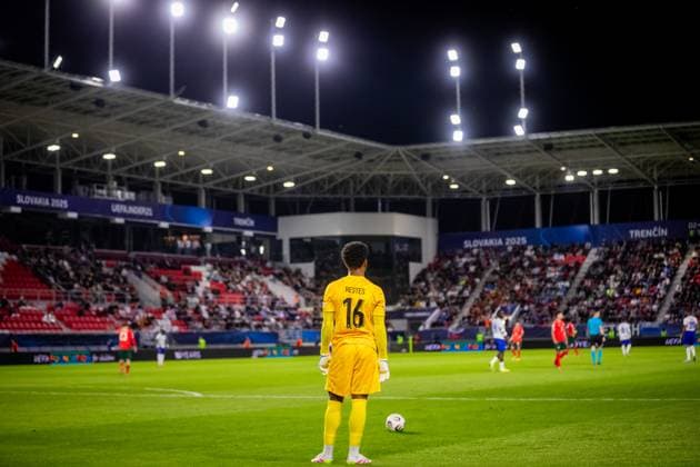 PORTUGAL U21, U 21 - FRANCE U21 Guillaume Restes of France during the UEFA European Under-21 Championship 2025 football match between Portugal U21 and France U21. Stadium Na Sihoti, Trencin, Slovakia, June 11, 2025. Photo by Branislav Racko Copyright: xx _BRR0592