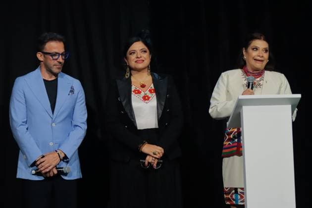 2026 FIFA World Cup, WM, Weltmeisterschaft, Fussball Countdown Clock Unveiling Ceremony Head of Government of Mexico City, Clara Brugada Molina, FIFA Ambassador Alessandro Del Piero and Minister of Tourism of Mexico City Alejandra Frausto Guerrero during the ceremony of the Unveilin the countdown clock for the 2026 FIFA World Cup, at Casa Prim. on June 11, 2025 in Mexico City, Mexico. (Photo by Carlos Santiago Eyepix Group) Copyright: xCarlosxSantiago xEyepixxGroupx CS_11062025_158647