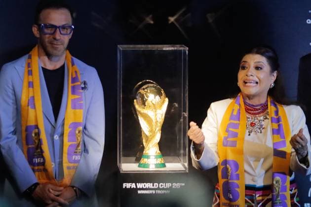 2026 FIFA World Cup, WM, Weltmeisterschaft, Fussball Countdown Clock Unveiling Ceremony Head of Government of Mexico City, Clara Brugada Molina and FIFA Ambassador Alessandro Del Piero during the ceremony of the Unveilin the countdown clock for the 2026 FIFA World Cup, at Casa Prim. on June 11, 2025 in Mexico City, Mexico. (Photo by Carlos Santiago Eyepix Group) Copyright: xCarlosxSantiago xEyepixxGroupx CS_11062025_158658