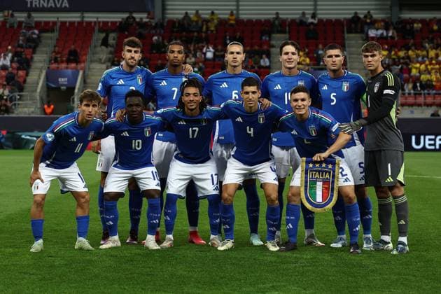 Team (Italy U21, U 21 during the UEFA Under 21 Slovakia 2025 match between Italy U21 1-0 Romania U21 at Malatinsky Stadium Stadium on June 11, 2025 in Trnava, Slovakia. Noxthirdxpartyxsales  (294654590)