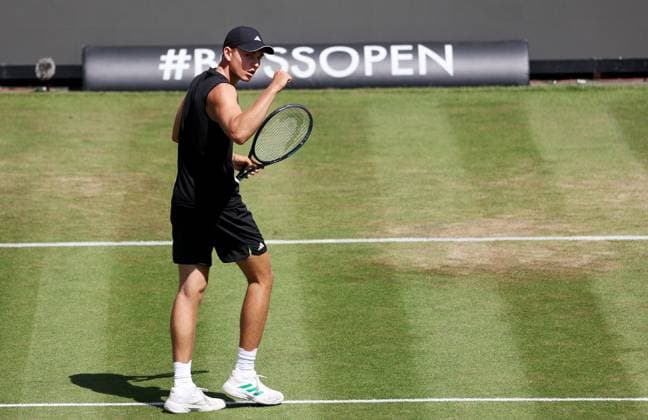BAU Stuttgart Tennis , BOSS Open, Justin Engel (GER) jubelt und ballt die Faust