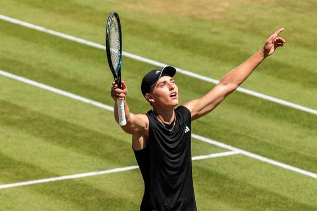 BOSS OPEN ATP250; 12.06.2025 Justin Engel (GER) jubelt nach dem Sieg im Match gegen Alex Michelsen (USA) BOSS OPEN ATP250; Stuttgart, Tennisclub Weissenhof am 12.06.2025 Copyright: xBEAUTIFULxSPORTS Wunderlx