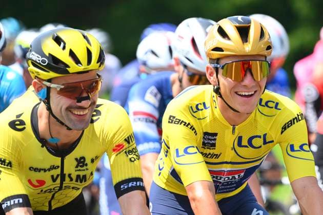 Criterium du Dauphine 2025 Stage 5 MACON, FRANCE - JUNE 12 : Campenaerts Victor (BEL) of Team Visma - Lease a Bike and Evenepoel Remco (BEL) of Soudal - Quick Step during stage 5 of the 77th edition of Criterium du Dauphine Libere an UCI World Tour 2.UWT cycling road race stage for Men Elite of 183 km with start in Saint-Priest and finish in Macon on June 12, 2025 in Macon, France, 12 06 2025 ( Motordriver Kenny Verfaillie - Macon France  Copyright: xVincentxKalutx