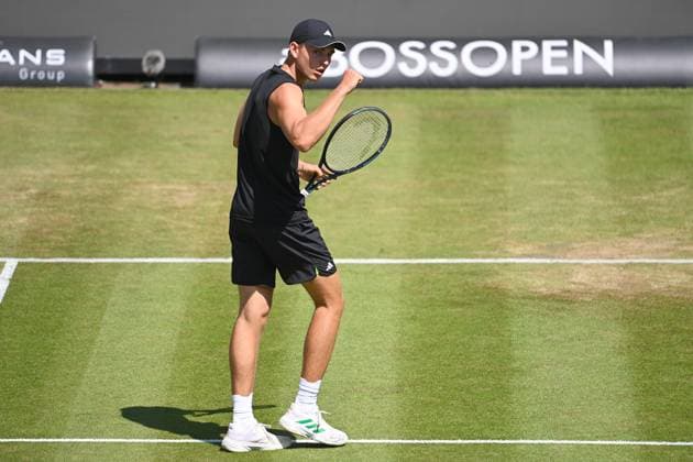 Justin ENGEL (GER), Aktion,Jubel,Freude,Begeisterung, Tennis Boss Open 2025 am 12.06. 2025 auf dem Weissenhof in Stuttgart,