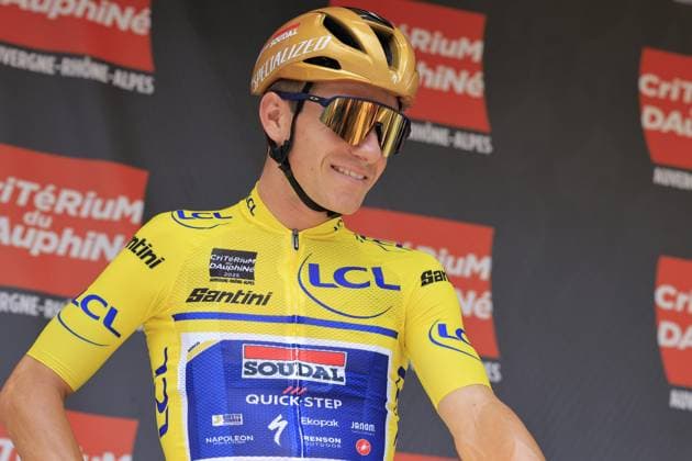 Remco EVENEPOEL, Soudal Quick-Step, during the presentation team, during the Criterium du Dauphine 2025, Cycling event, Stage 5, Saint-Priest > Macon (183 Km) on 12 June 2025 in Macon, France - during Criterium du Dauphine 2025 - Stage 5, Street Cycling race in France, France, June 12 2025 Copyright: xStefanoxCavasino IPAxSportx xipa-agency.netx xx IPA_58956256 IPA_Agency_IPA58956256
