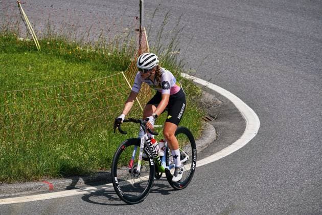 12.06.2025, Tour de Suisse Women 2025 1. Etappe - Gstaad Anina Hutter ( 171 Nexetis) beim Anstieg auf den Jaunpass. Boltigen Jaunpass Bern Switzerland