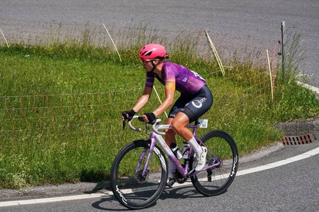 12.06.2025, Tour de Suisse Women 2025 1. Etappe - Gstaad Meike Uiterwijk Winkel ( 145 Bepink - Imatra - Bongioanni) beim Anstieg auf den Jaunpass. Boltigen Jaunpass Bern Switzerland