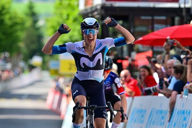 Marlen Reusser 1. Etappe Tour de Suisse Women 2025 Marlen Reusser (SUI, Schweiz, Movistar Team Women ) gewinnt die erste Etappe der 5. Tour de Suisse Women 2025. UCI Women™s WorldTour 2025 am 12. Juni 2025. in Gstaad