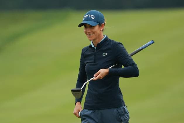 Meijer LPGA, Golf Damen Classic BELMONT, MICHIGAN-JUNE 12: Azahara Munoz of Spain reacts to her birdie on the 10th green during the first round of the Meijer LPGA Classic for Simply Give golf tournament at Blythefield Country Club in Belmont, MI, USA Thursday, June 12, 2025. Belmont Michigan United States  Copyright: xJorgexLemusx originalFilename:lemus-meijerlp250612_npEba.jpg