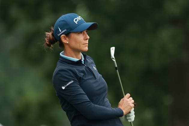Meijer LPGA, Golf Damen Classic BELMONT, MICHIGAN-JUNE 12: Azahara Munoz of Spain plays her tee shot on the 11th hole during the first round of the Meijer LPGA Classic for Simply Give golf tournament at Blythefield Country Club in Belmont, MI, USA Thursday, June 12, 2025. Belmont Michigan United States  Copyright: xJorgexLemusx originalFilename:lemus-meijerlp250612_npv1Z.jpg