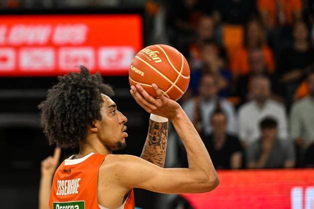 GER, BBL, Playoffs, ratiopharm Ulm vs FIT One Würzburg Baskets 12.06.2025, ratiopharm arena, Neu-Ulm, GER, BBL, Playoffs, ratiopharm Ulm vs FIT One Würzburg Baskets, im Bild Noa Essengue (Ulm, 12)