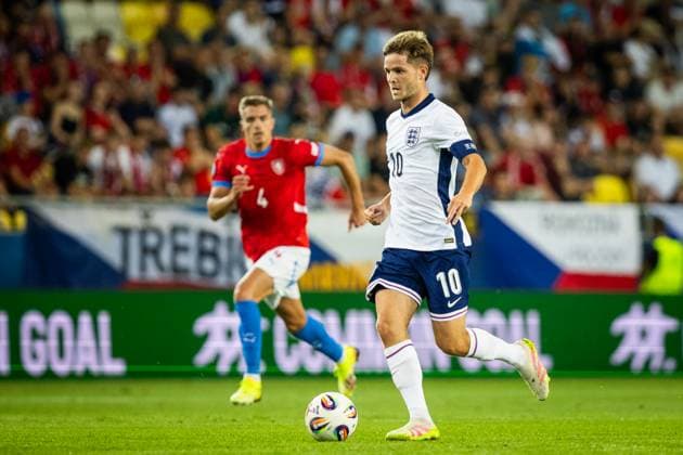 Fußball, U21 EM, Tschechien - England CZECHIA U21, U 21 - ENGLAND U21 James McAtee of England during the UEFA European Under-21 Championship 2025 Group B football match between Czechia U21 and England U21. Stadium DAC Arena (Mol Arena), Dunajska Streda, Slovakia, June 12, 2025. Photo by Branislav Racko Copyright: xx 080A6100