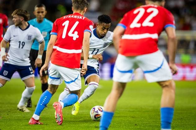 Fußball, U21 EM, Tschechien - England CZECHIA U21, U 21 - ENGLAND U21 Omari Hutchinson of England during the UEFA European Under-21 Championship 2025 Group B football match between Czechia U21 and England U21. Stadium DAC Arena (Mol Arena), Dunajska Streda, Slovakia, June 12, 2025. Photo by Branislav Racko Copyright: xx 080A6135