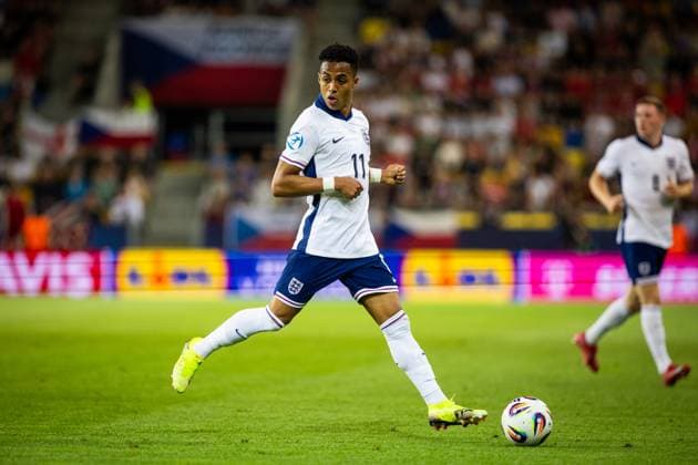 Fußball, U21 EM, Tschechien - England CZECHIA U21, U 21 - ENGLAND U21 Omari Hutchinson of England during the UEFA European Under-21 Championship 2025 Group B football match between Czechia U21 and England U21. Stadium DAC Arena (Mol Arena), Dunajska Streda, Slovakia, June 12, 2025. Photo by Branislav Racko Copyright: xx 080A6136