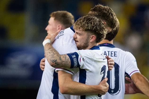 CZECHIA U21, U 21 - ENGLAND U21 Harvey Elliott, Charlie Cresswell of England during the UEFA European Under-21 Championship 2025 Group B football match between Czechia U21 and England U21. Stadium DAC Arena (Mol Arena), Dunajska Streda, Slovakia, June 12, 2025. Photo by Branislav Racko Copyright: xx 080A7632