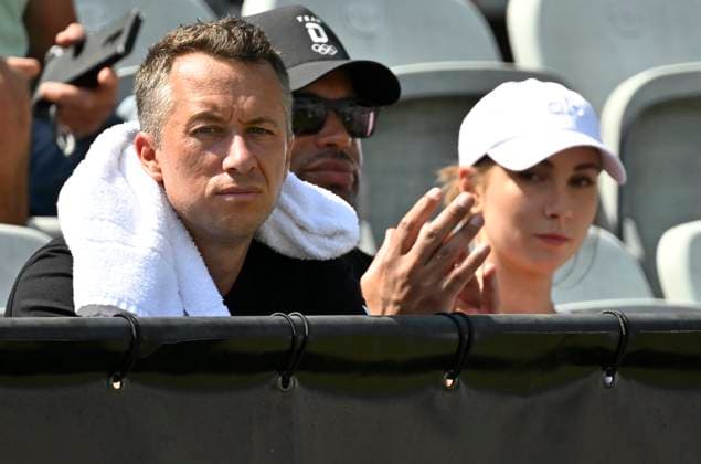 auf der Tribuene Philipp Kohlschreiber (links) Trainer von Justin Engel (GER) und Freundin Elisabeth Jasmin Brixel Portrait (rechts) Tennis Herren BOSS Open ATP, Tennis Herren 250 Stuttgart 2025 Weissenhof BOSS Open ATP 250 Stuttgart 2025