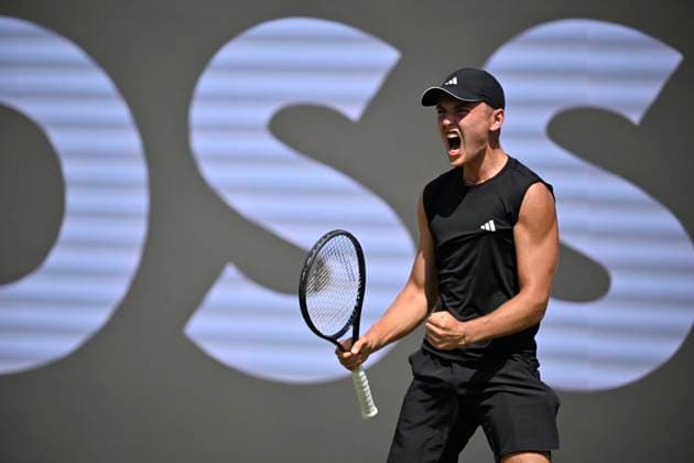 Justin Engel (GER) Jubel, Freude, Emotion, emotional, jubelt, Glueck, gluecklich, Tennis Herren BOSS Open ATP, Tennis Herren 250 Stuttgart 2025 Weissenhof BOSS Open ATP 250 Stuttgart 2025