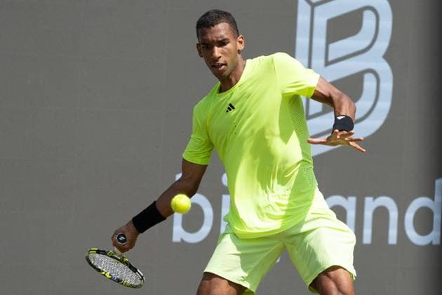 Felix Auger-Aliassime Aktion, Justin Engel vs. Felix Auger-Aliassime, Tennis, ATP, Tennis Herren Turnier, Boss-Open, Center-Court, Viertelfinale, 13.06.2025, Justin Engel vs. Felix Auger-Aliassime, Tennis, ATP-Turnier, Boss-Open, Center-Court, Viertelfinale, 13.06.2025, Stuttgart Copyright: xEibner-Pressefoto EdwardxCheungx EP_ECG