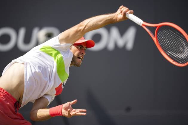 DEN BOSCH - Nuno Borges (POR) in his match against Ugo Humbert (FRA) during the quarterfinals of the Libema Open. The tennis tournament takes place at the Autotron in Rosmalen. ANP SANDER KONING xVIxANPxSportx xxANPxIVx 529834199 originalFilename: 529834199.jpg
