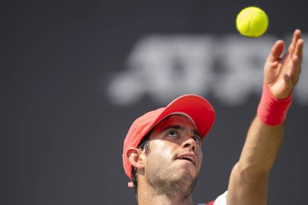 DEN BOSCH - Nuno Borges (POR) in his match against Ugo Humbert (FRA) during the quarterfinals of the Libema Open. The tennis tournament takes place at the Autotron in Rosmalen. ANP SANDER KONING xVIxANPxSportx xxANPxIVx 529834204 originalFilename: 529834204.jpg