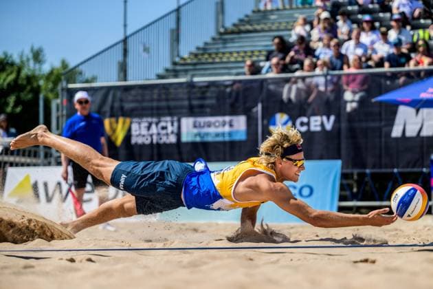 250613 David Ahman of Sweden in men s Beach Pro Tour Beach volleyball, Beachvolleyball group stage match on June 13, 2025 in Malmö. Photo: Mathilda Schuler BILDBYRAN kod MA MA0822 beachvolleyboll beach volleyball sandvolleyball beach volleyboll beach pro tour malmö bbeng Copyright: MATHILDAxSCHULER BB250613MA022