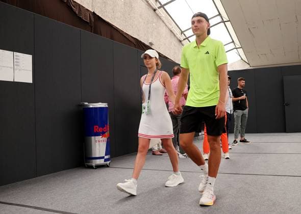 BAU Stuttgart Tennis , BOSS Open, Justin Engel (GER) mit seiner Freundin Elisabeth Brixel