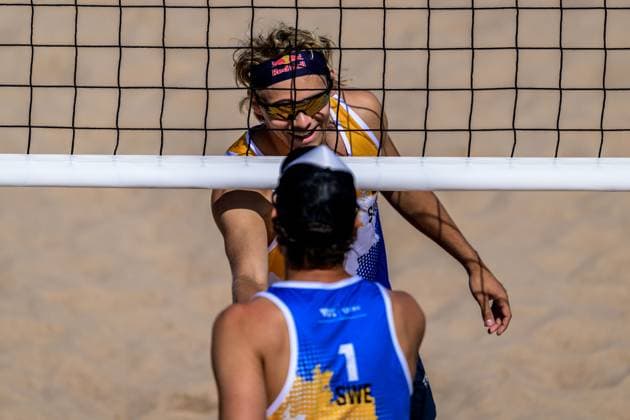 250613 David Ahman of Sweden in men s Beach Pro Tour Beach volleyball, Beachvolleyball group stage match on June 13, 2025 in Malmö. Photo: Mathilda Schuler BILDBYRAN kod MA MA0822 beachvolleyboll beach volleyball sandvolleyball beach volleyboll beach pro tour malmö bbeng Copyright: MATHILDAxSCHULER BB250613MA062