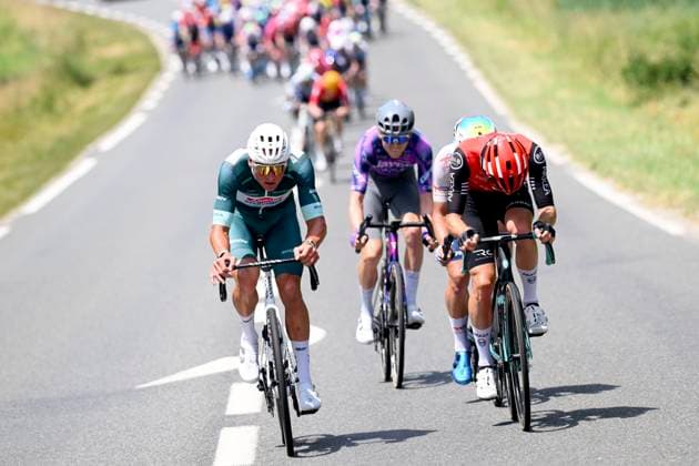 Criterium du Dauphine 2025 Stage 6 COMBLOUX, FRANCE - JUNE 13 : Van Der Poel Mathieu (NED) of Alpecin - Deceuninck attacking during stage 6 of the 77th edition of Criterium du Dauphine Libere an UCI World Tour 2.UWT cycling road race stage for Men Elite of 126.7 km with start in Valserhone and finish in Combloux on June 13, 2025 in Combloux, France, 13 06 2025 ( Motordriver Kenny Verfaillie - Combloux France  Copyright: xVincentxKalutx