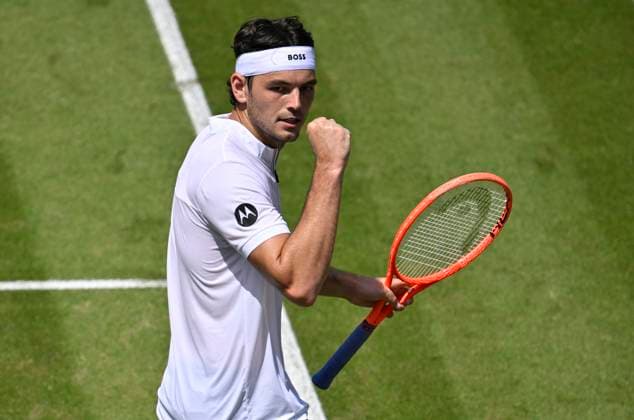 Taylor Fritz (USA) Jubel, Freude, Emotion, emotional, jubelt, Glueck, gluecklich, Tennis Herren BOSS Open ATP, Tennis Herren 250 Stuttgart 2025 Weissenhof BOSS Open ATP 250 Stuttgart 2025